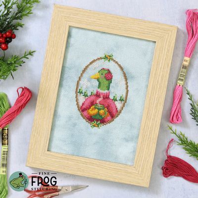 Hot Cocoa Duck by Fine Frog Stitching 2025 Small Printed Cross Stitch pattern