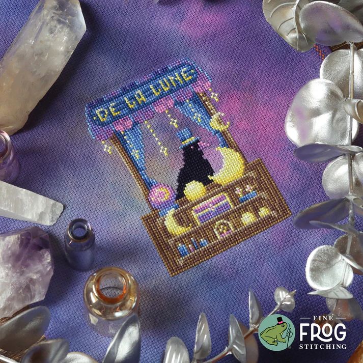 Moon Merchant Crow by Fine Frog Stitching Small Printed Cross Stitch pattern