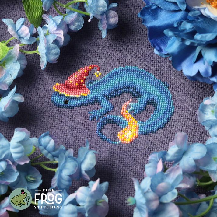 Wizardly Newt by Fine Frog Stitching 2025 Small Printed Cross Stitch pattern