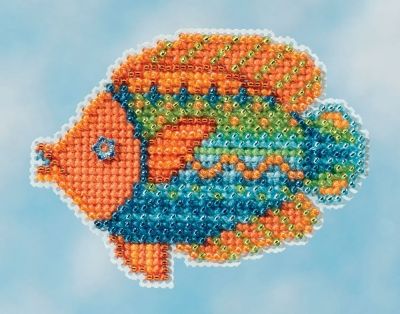 Fancy Fish by Mill Hill 2016 Spring Bouquet Collection Seasonal Ornament Counted glass bead Kit with Treasure