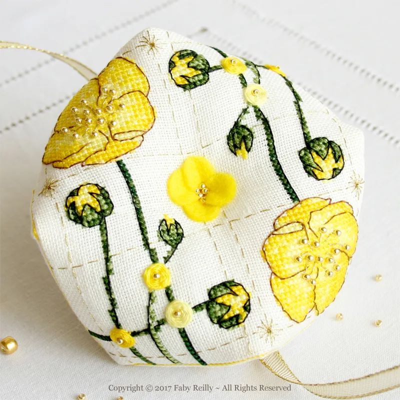 Buttercup Biscornu by Faby Reilly Designs 2017 Counted Cross Stitch pattern