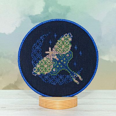 Moonlit Moth by Counting Puddles 2025 Designer Lindsey Whitney Halloween Counted cross stitch pattern