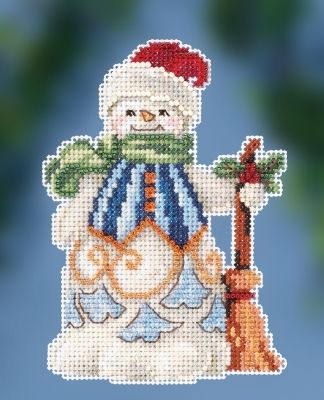 Clean Sweep Snowman by Mill Hill 2020 Jim Shore Collection Christmas Beading Cross Stitch Kit