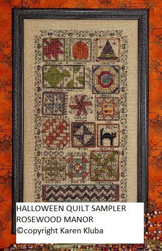 Halloween Quilt Sampler by Rosewood Manor 2012 Primitive cross stich pattern Includes charm designer Karen Kluba