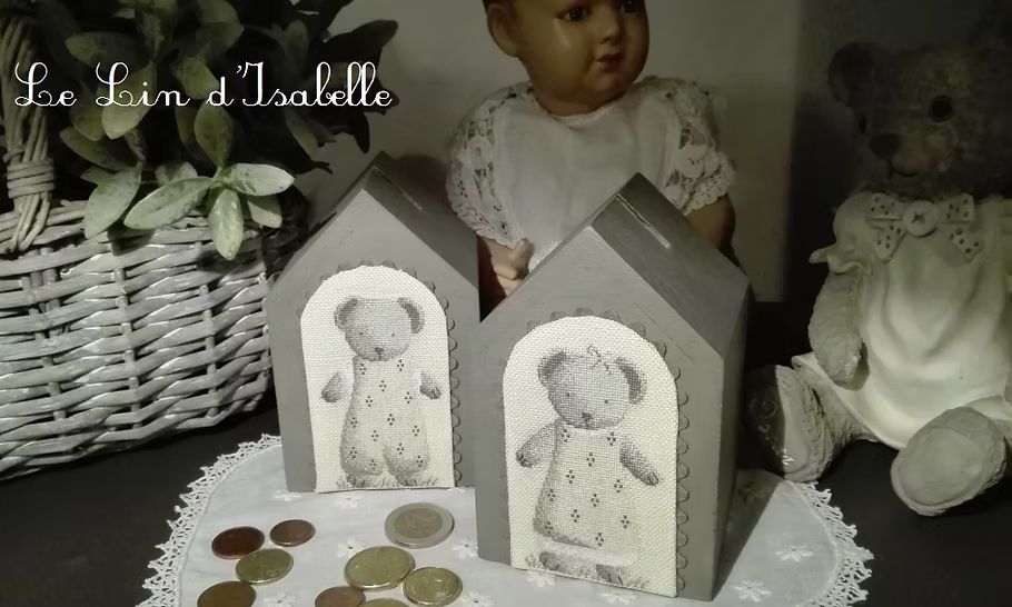 Teddy bear and cub (Ourson et Oursonne) by Le Lin d&#39; Isabelle Counted cross stitch pattern