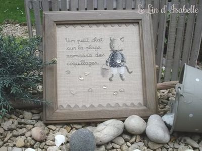 Little cat and seashells (Petit chat et coquillages) by Le Lin d&#39; Isabelle Counted cross stitch pattern