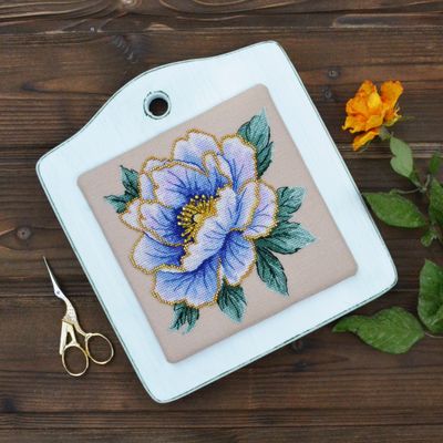 Blue Peony by Tela Artis Cross stitch embroidery kit