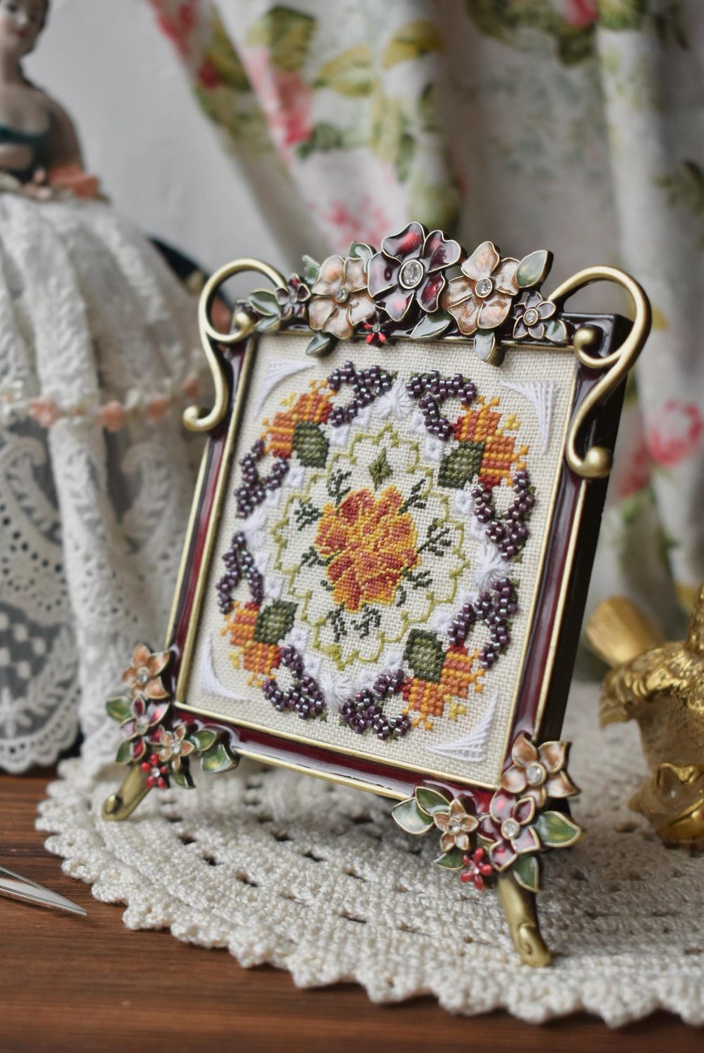 Marigolds Miniature by MilleFleur 2025 Cross Stitch Pattern + Embellishment Pack