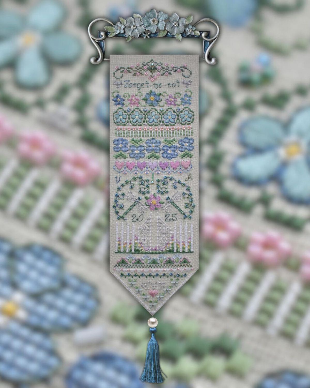 Forget me not by MilleFleur 2025 Cross Stitch Pattern + Embellishment Pack