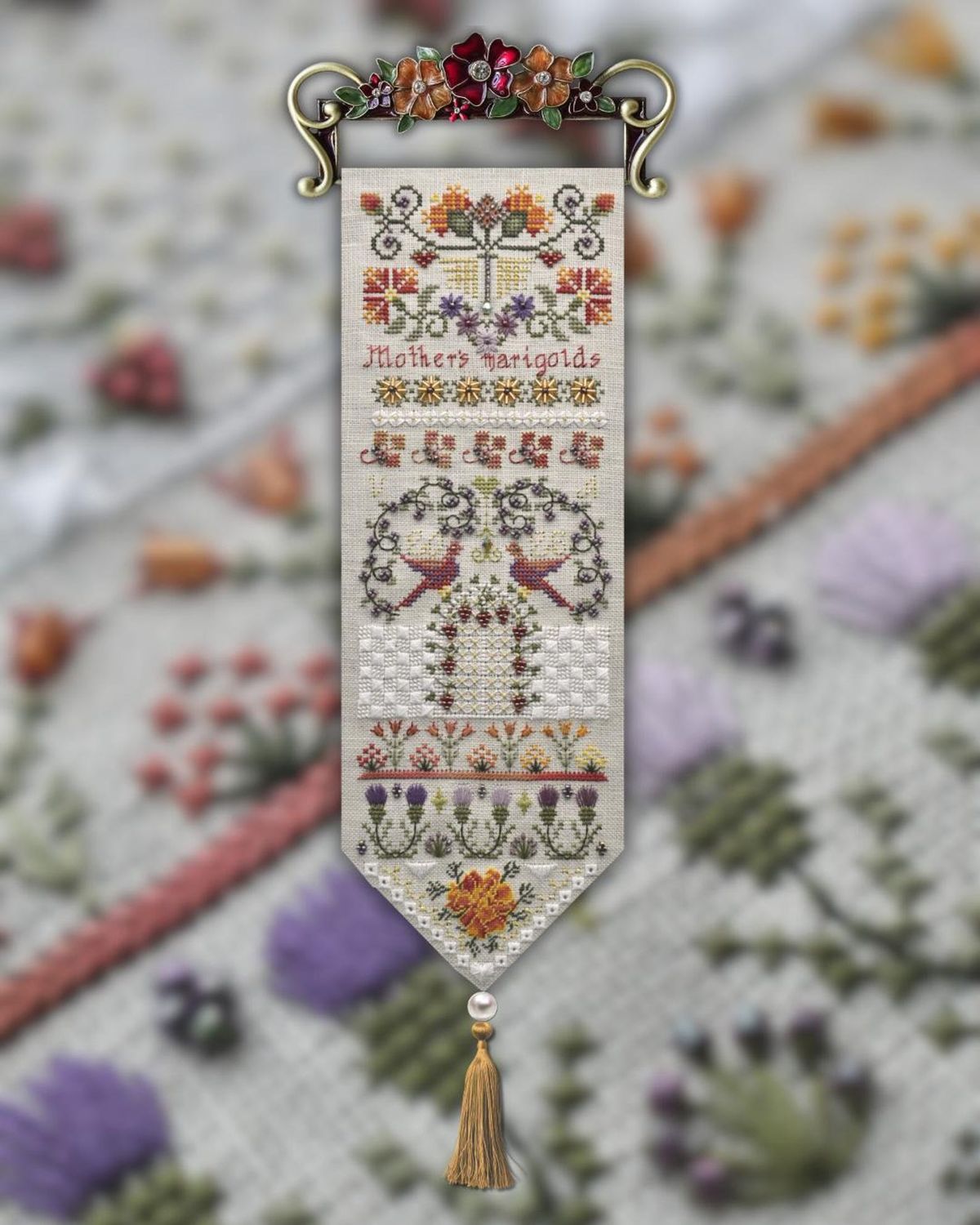 Marigolds by MilleFleur 2025 Cross Stitch Pattern + Embellishment Pack
