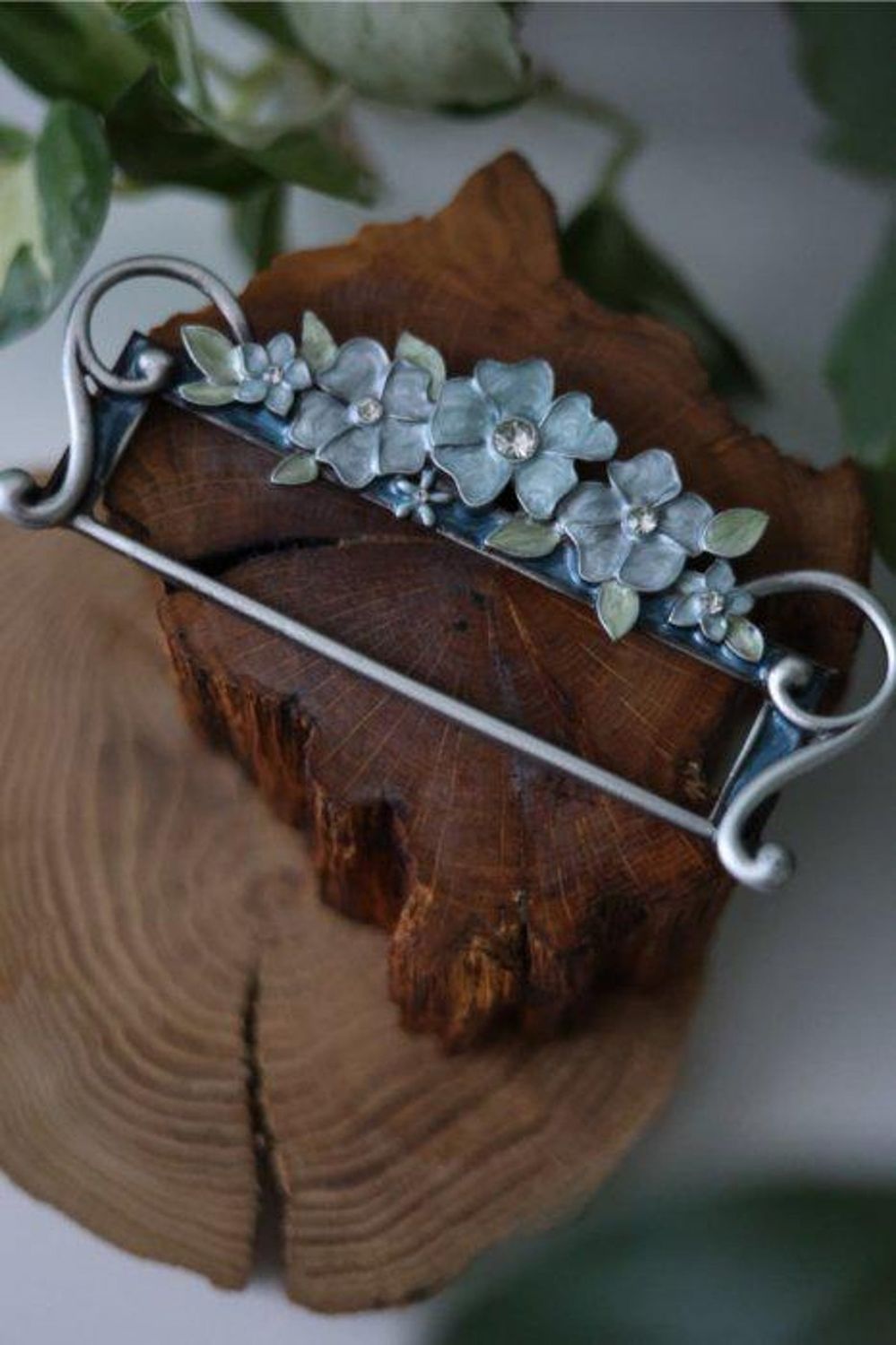 Blue Floral Bell pull / Hanger from Shovkovycia Frame for Forget me not by MilleFleur