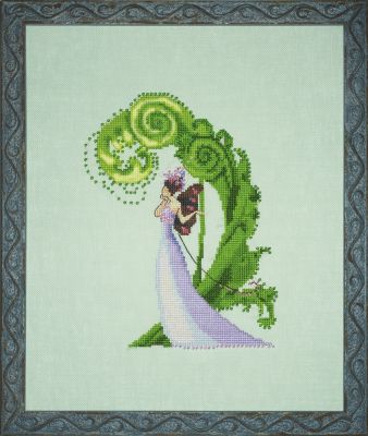 Fiddle Fern by Nora Corbett 2023 Petal Pushers Collection Cross stitch pattern, embellishment pack