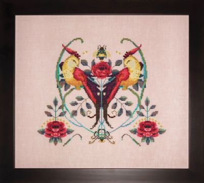 Love Birds by Nora Corbett 2023 Boerum Decorum Collection Cross stitch pattern, Embellishment pack