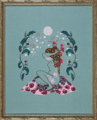 Moon Glow by Nora Corbett 2022 Wild Floss Series Cross stitch pattern, Embellishment Pack
