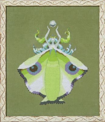 Miss Moon Moth by Nora Corbett 2024 The Dark Forest Collection Cross stitch pattern, Embellishment Pack
