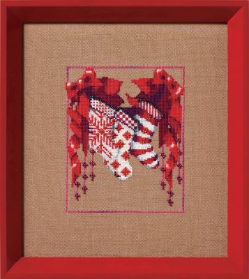 Stocking Trio by Nora Corbett 2025 Christmas Fair Isle Red Collection Сross stitch pattern, Embellishment Pack