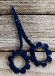 Navy Daisy Embroidery scissors by Kelmscott Designs