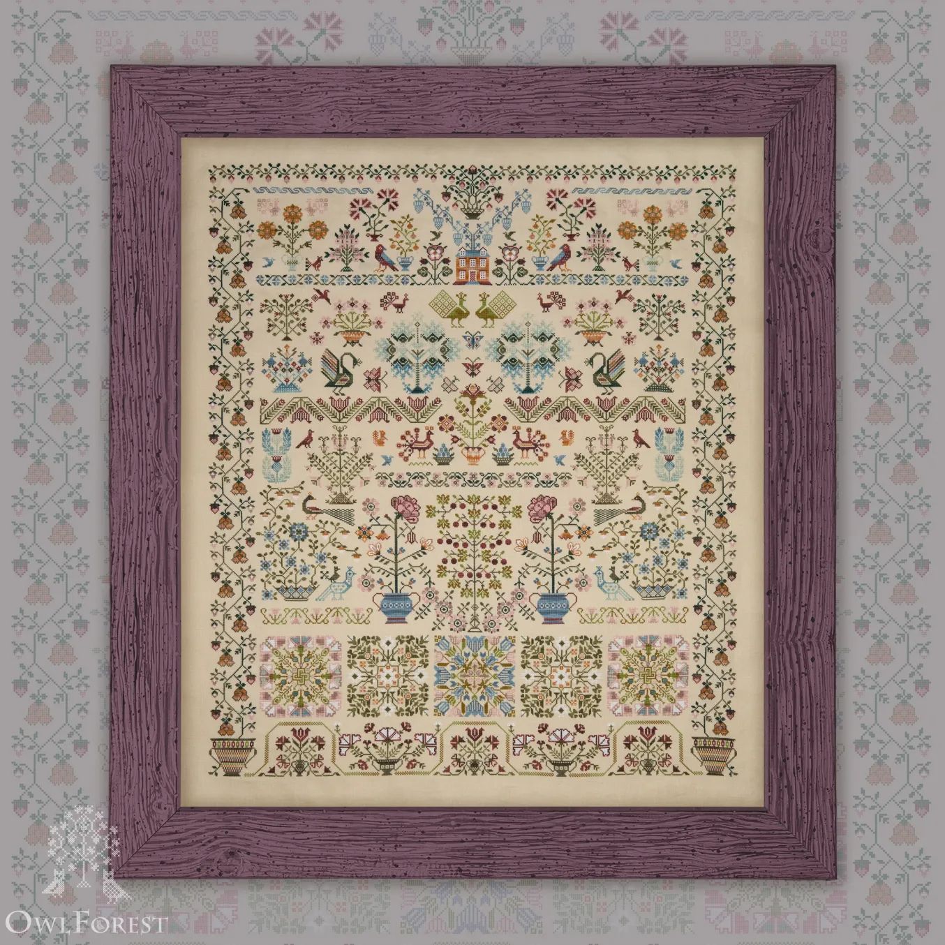 Everflowering Garden by Owl Forest Embroidery 2020 Booklet of the Embroidery Chart and Set of Hand-Dyed Threads (DMC) 36ct with 2 strands