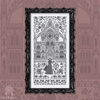 Black Roses by Owl Forest Embroidery 2024 Printed counted cross stitch pattern, Set of Hand-Dyed Threads (DMC)  32 ct. with 2 strands
