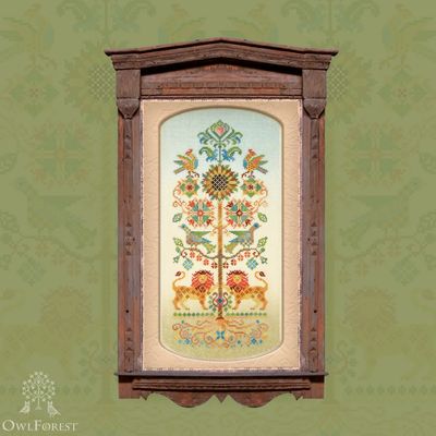 Wonder Tree by Owl Forest Embroidery 2025 Printed counted cross stitch pattern, Set of Hand-Dyed Threads (DMC)
