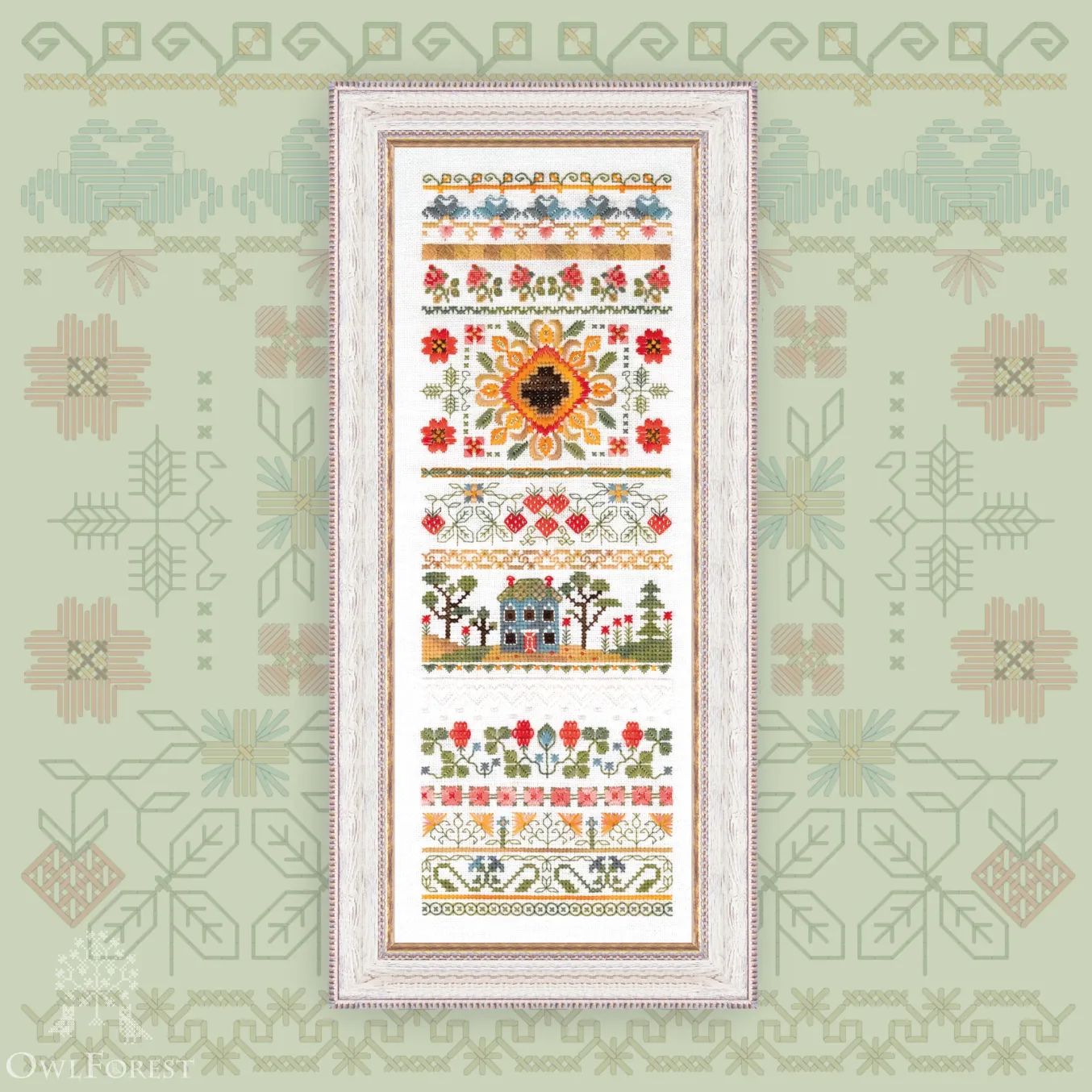 Color of the Summer by Owl Forest Embroidery 2025 Printed counted cross stitch pattern, Set of Hand-Dyed Threads DMC 30,32 ct with 2 strands
