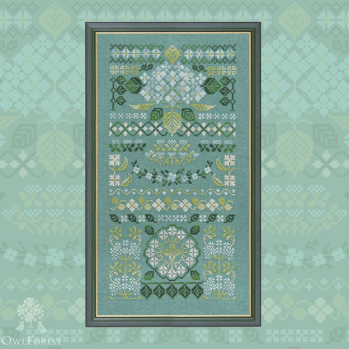 Blue Hydrangea by Owl Forest Embroidery 2021 Printed embroidery pattern, Set of Hand-Dyed Threads DMC 36, 32 ct. with 2 strands