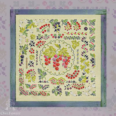 Currant Summer by Owl Forest Embroidery 2021 Counted cross stitch pattern, Set of Hand-Dyed Threads 28, 32, 36 ct.