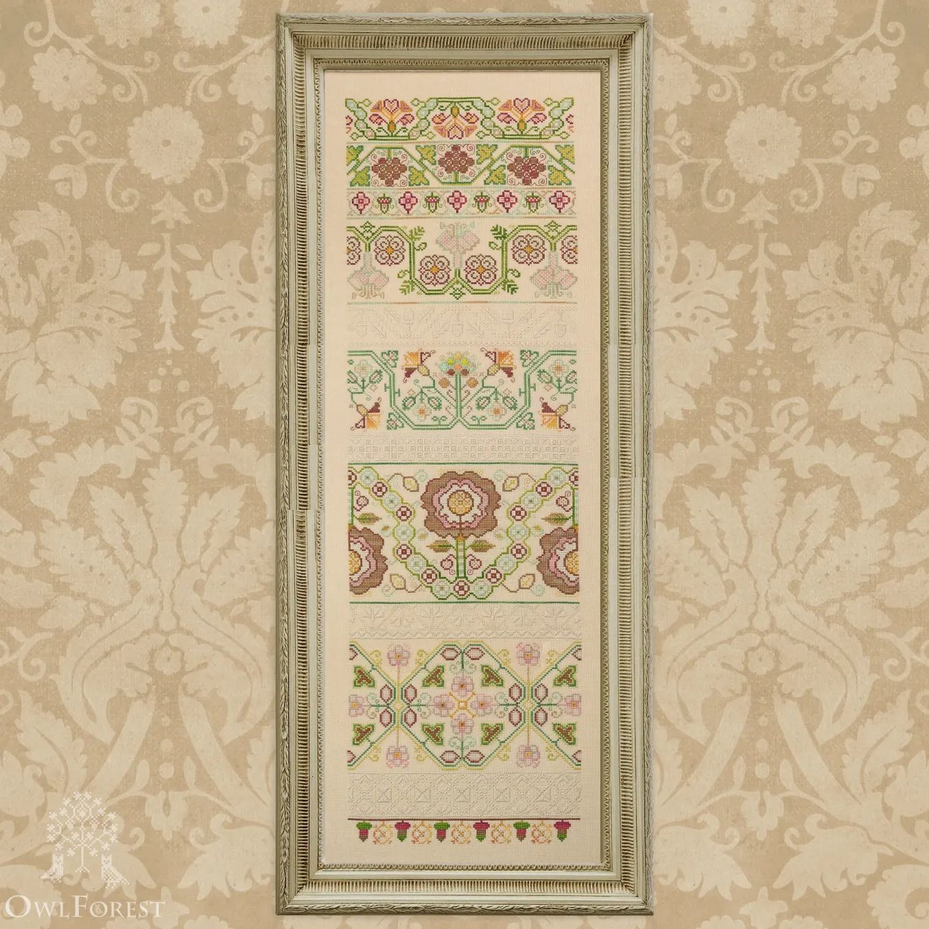 English Band Sampler by Owl Forest Embroidery 2019 Booklet of the counted cross stitch pattern