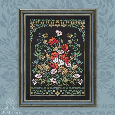 Herbs and Flowers by Owl Forest Embroidery 2025 Printed counted cross stitch pattern, Set of Hand-Dyed Threads (DMC)