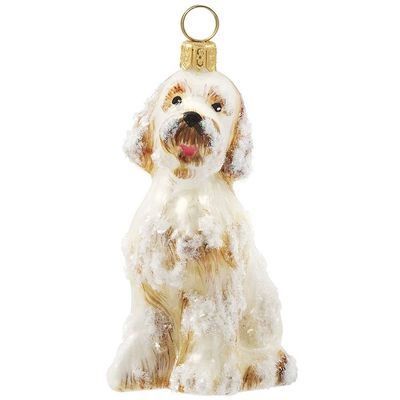 Goldendoodle Snowy Version Handmade Christmas Tree Glass ornament by Joy To The World Collectibles