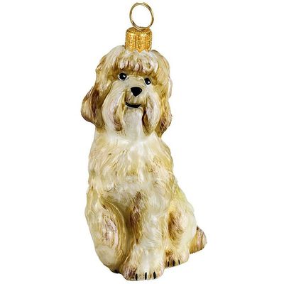 Labradoodle Yellow Handmade Christmas Tree Glass ornament by Joy To The World Collectibles