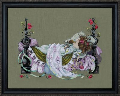 Rosamund by Mirabilia Designs 2022 designer Nora Corbett The Sleeping Beauty Cross stitch pattern and embellishment pack