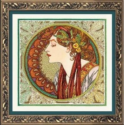 Laurel After A. Mucha's Artwork by Riolis 2020 Premium Counted Cross Stitch Kit