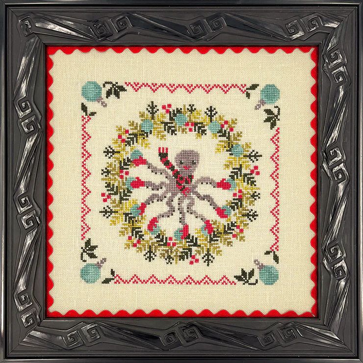Ollie Builds a Wreath by Ink Circles 2025 Counted cross stitch pattern
