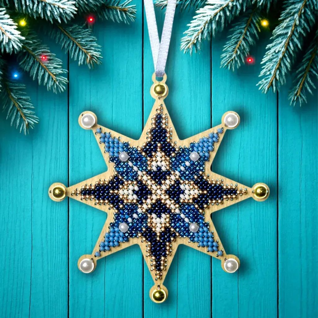 Heavenly Harmony Star by Wonderland Crafts 2025 Christmas Ornament Bead embroidery kit on wood Made in Ukraine