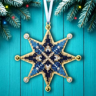 Heavenly Harmony Star by Wonderland Crafts 2025 Christmas Ornament Bead embroidery kit on wood Made in Ukraine