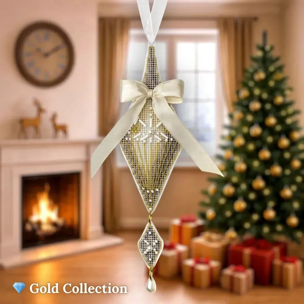 Ice Arrow by Wonderland Crafts 2025 Christmas Ornament Cross stitch kit on a plastic base