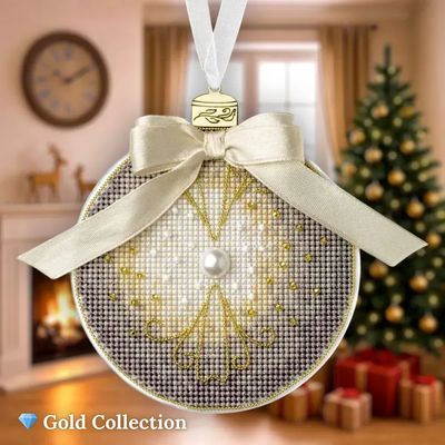 Pearl Bauble by Wonderland Crafts 2025 Christmas Ornament Cross stitch kit on a plastic base