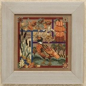 Pheasant Sampler by Mill Hill 2009 Autumn Series Buttons and Bead Collection Beaded cross stitch embroidery kit