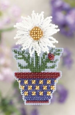White Daisy by Mill Hill 2011 Spring Bouquet Collection Counted Glass Bead kit with treasures