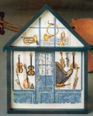 Music shop (Musikforretning) by Oehlenschläger OOE-Design Counted Cross Stitch kit with frame