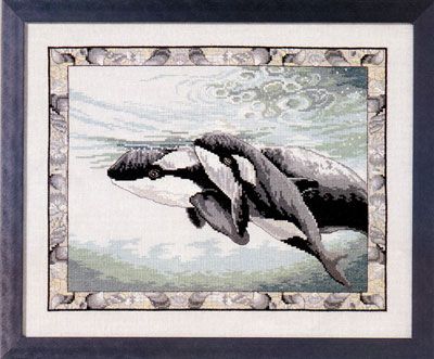 Orca mom/baby (Spækhuggerungemor/baby) by Oehlenschläger OOE-Design Counted Cross Stitch kit