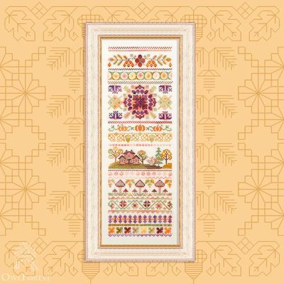 Color of the Autumn by Owl Forest Embroidery 2025 Printed counted cross stitch pattern, Set of Hand-Dyed Threads DMC