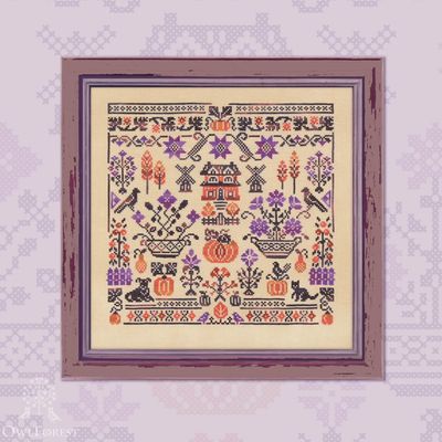 Cozy Garden by Owl Forest Embroidery 2025 Printed counted cross stitch pattern, Set of Hand-Dyed Threads DMC