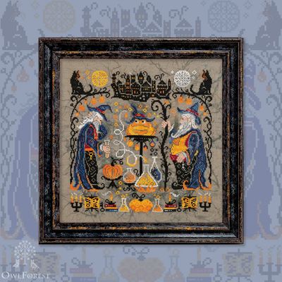 Мagical Еxperiment by Owl Forest Embroidery 2025 Printed cross stitch pattern Set of Hand-Dyed Threads Set DMC
