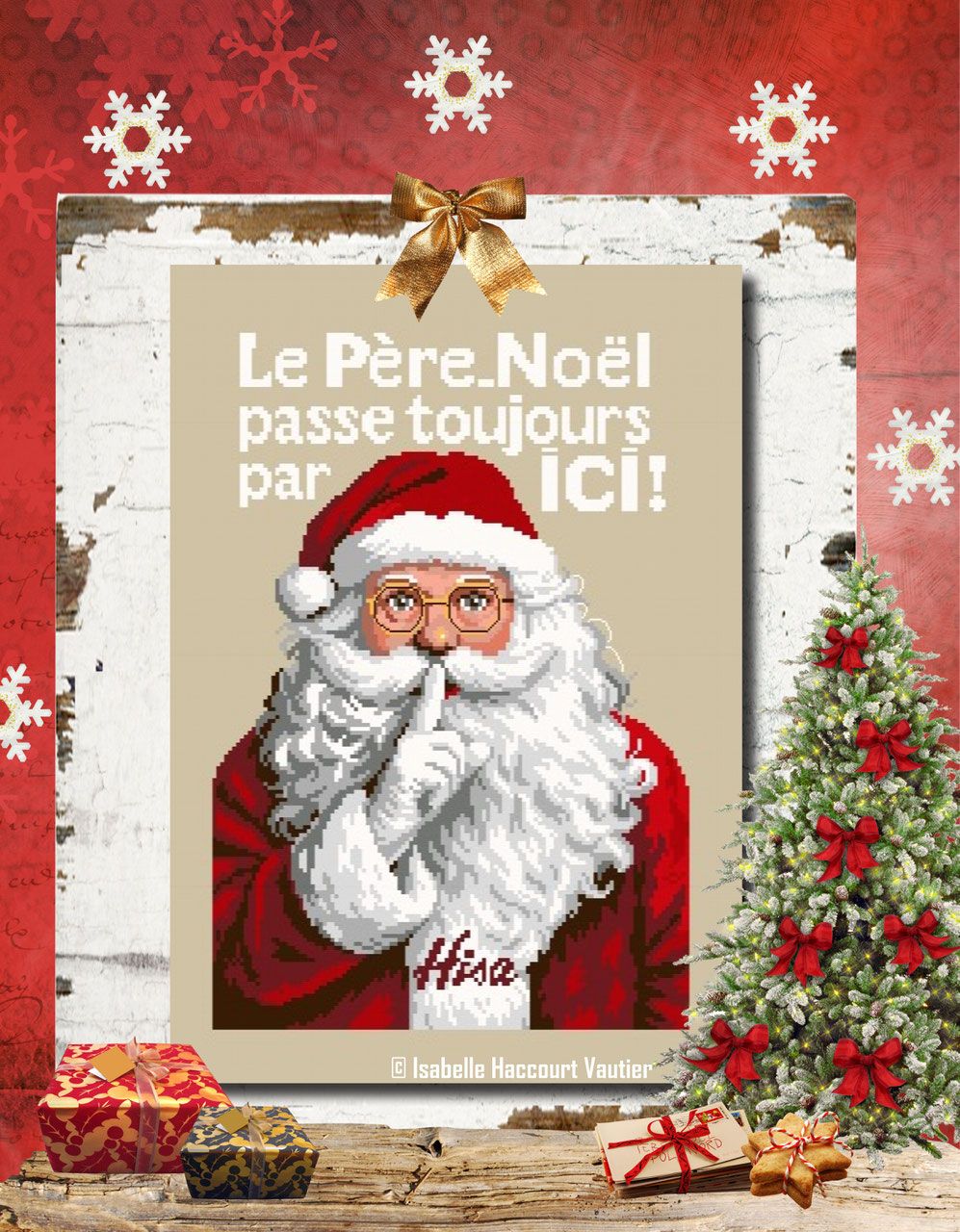 Par ICI Père-Noël (By HERE Santa Claus) by Isabelle Haccourt Vautier Collection AFFICHES Hisa Printed cross stich pattern