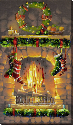 By the fireplace by Abris Art. Winter tale Collection. Christmas Bead Embroidery Kit