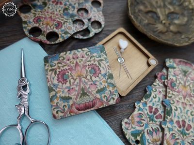 Lodden print by William Morris Magnetic needle holder by Primitive and Wood (P&amp;W) Designer embroidery accessories