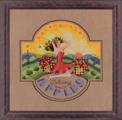 Golden Girl Apples by Mirabilia 2011 designer Nora Corbett Cross stitch pattern and embellishment pack