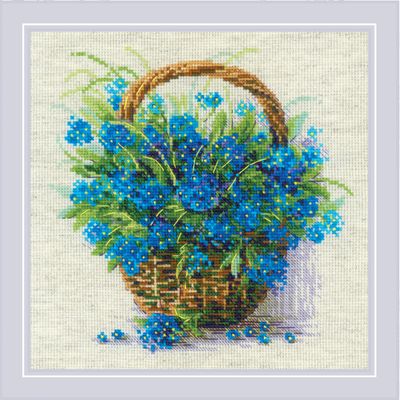 Forget Me Nots in a Basket by Riolis 2023 Counted cross stitch kit